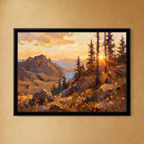 Golden Sunrise Through Mountain Pines