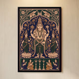 Shri Vishnu with Sridevi and Bhudevi in Indigo and Green