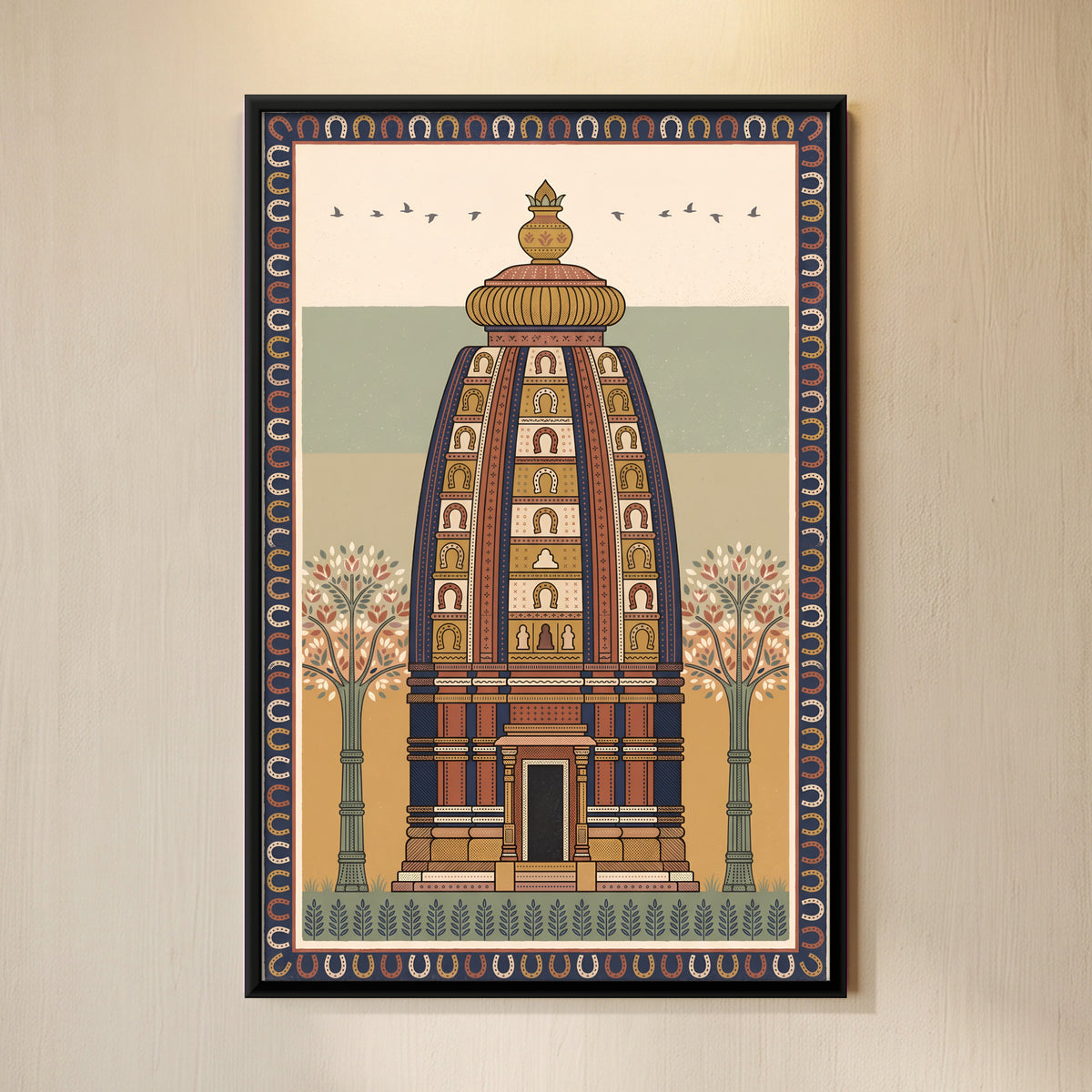 Temple Shikhara - framed canvas art hung on a wall