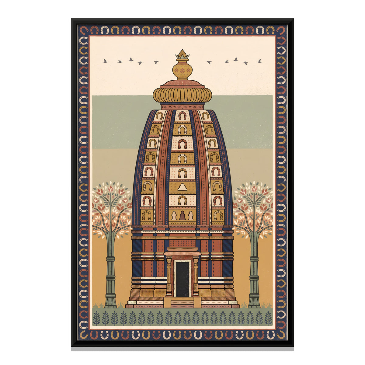 Temple Shikhara - framed canvas print, front view