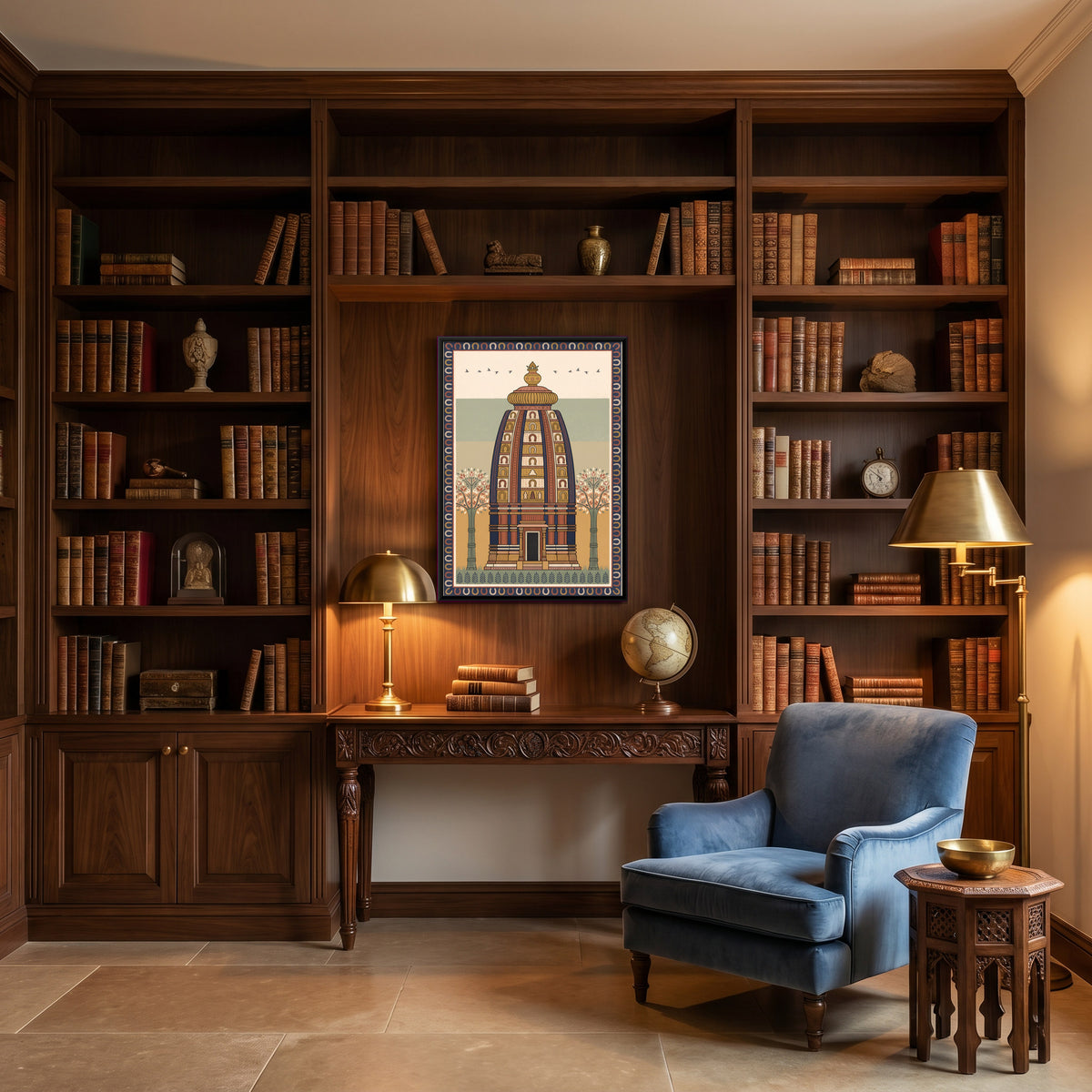 Temple Shikhara - canvas art shown in a second room setting