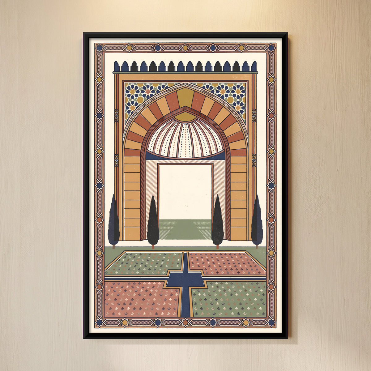 Mughal Garden Pavilion - framed canvas art hung on a wall