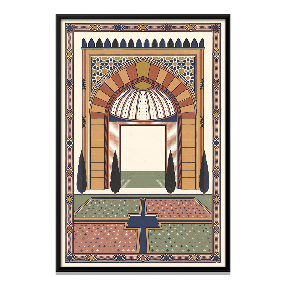 Mughal Garden Pavilion - framed canvas print, front view
