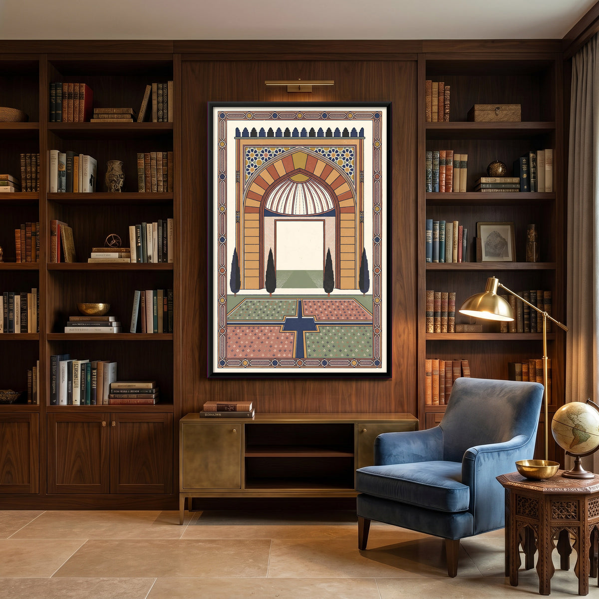 Mughal Garden Pavilion - canvas art shown in a styled room