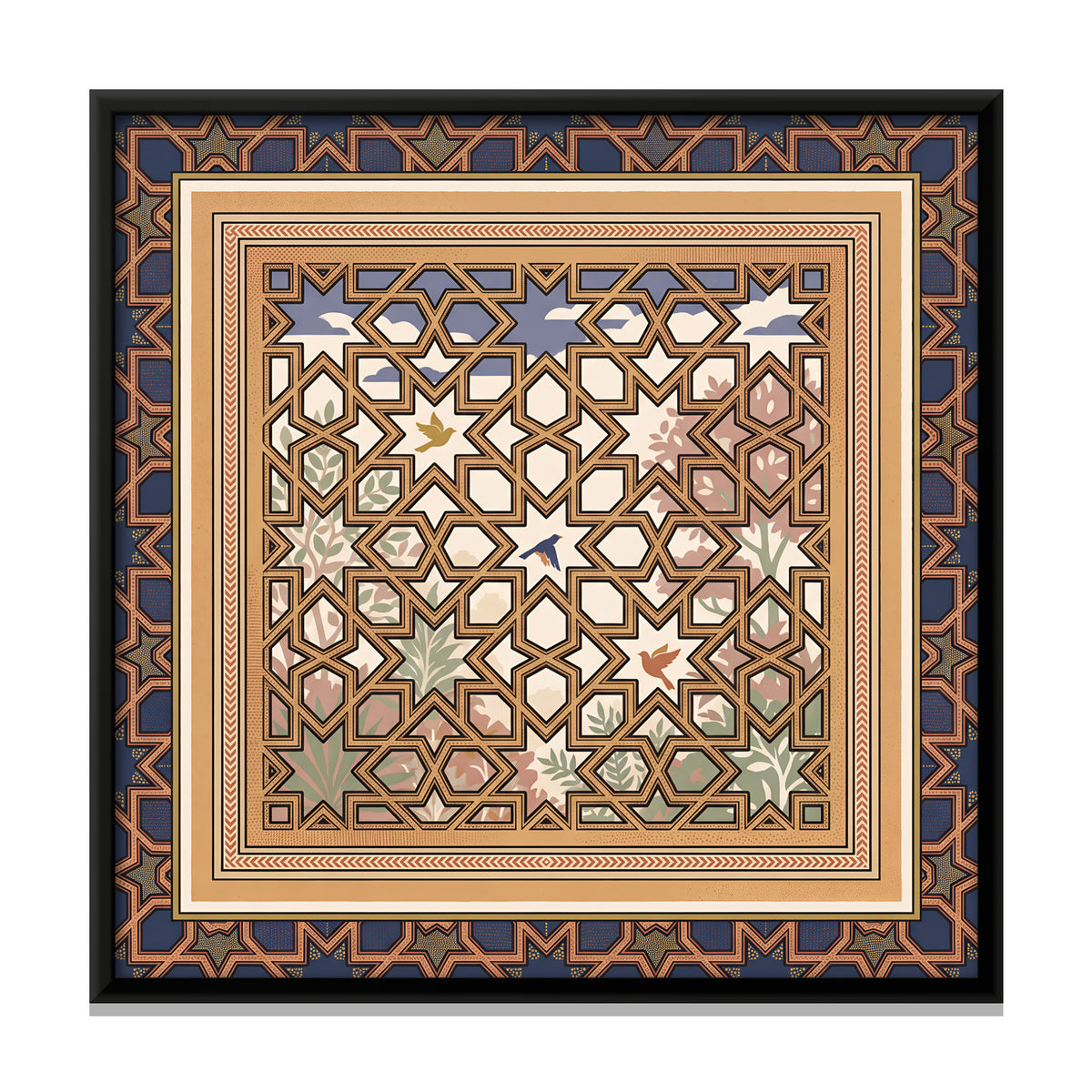 Geometric Star Tile Panel - framed canvas print, front view