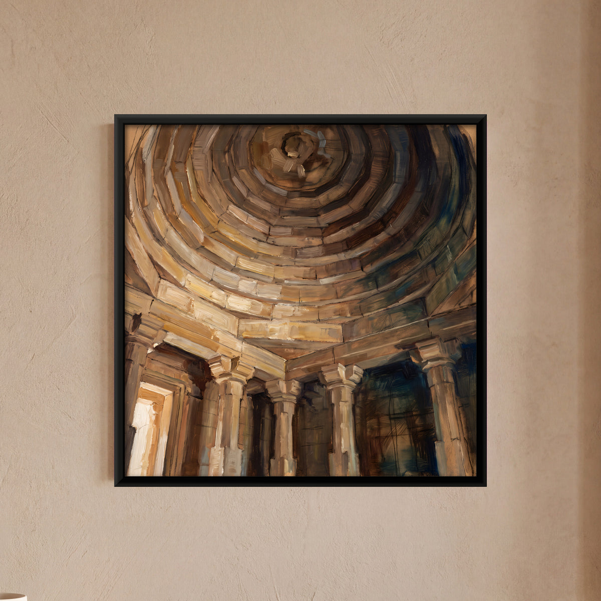 Stone Temple Dome Ceiling - framed canvas art hung on a wall