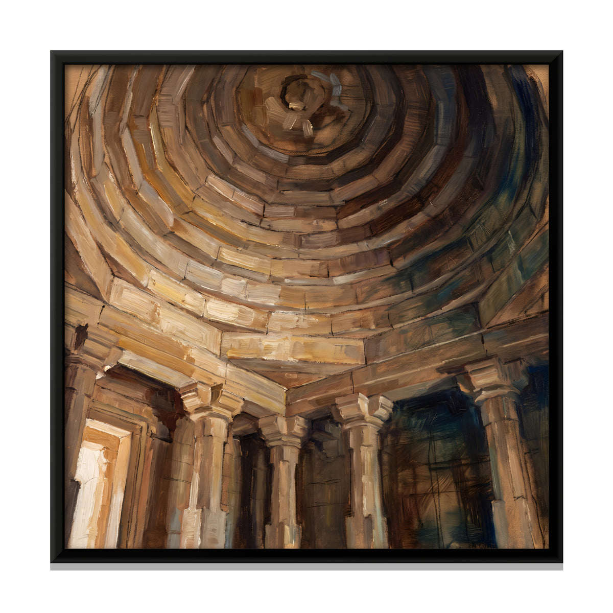 Stone Temple Dome Ceiling - framed canvas print, front view