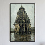 North Indian Stone Temple in the Rain