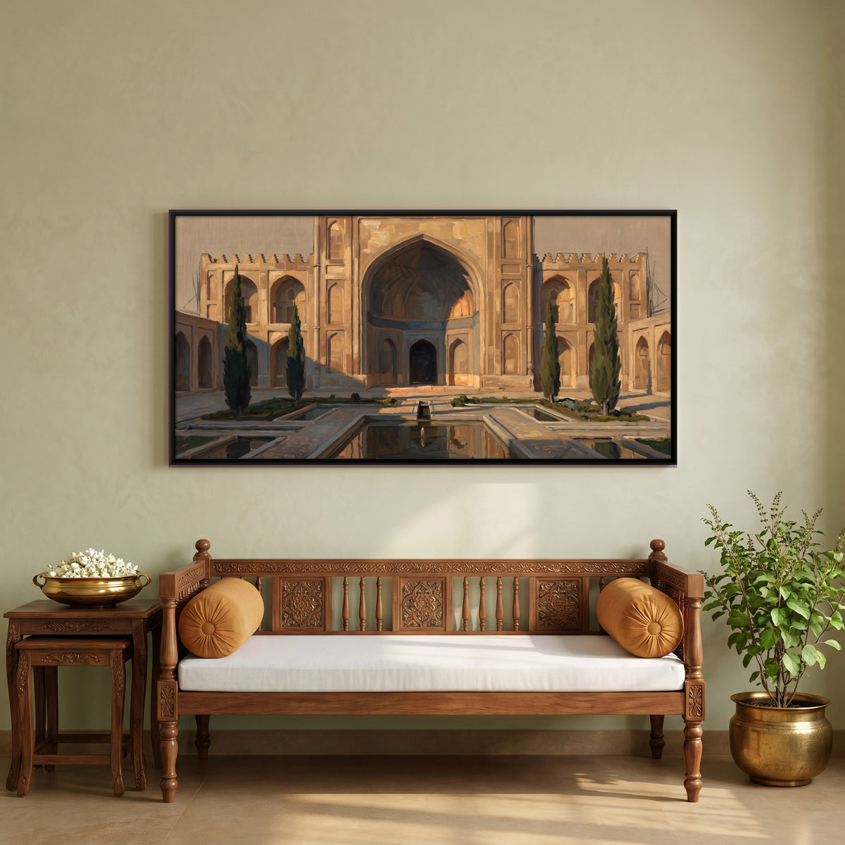 Mughal Gateway and Reflecting Pool - canvas art shown in a second room setting