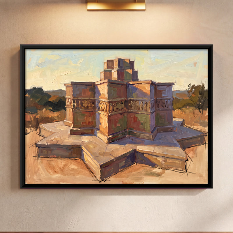 Star-Shaped Stone Temple - framed canvas art hung on a wall