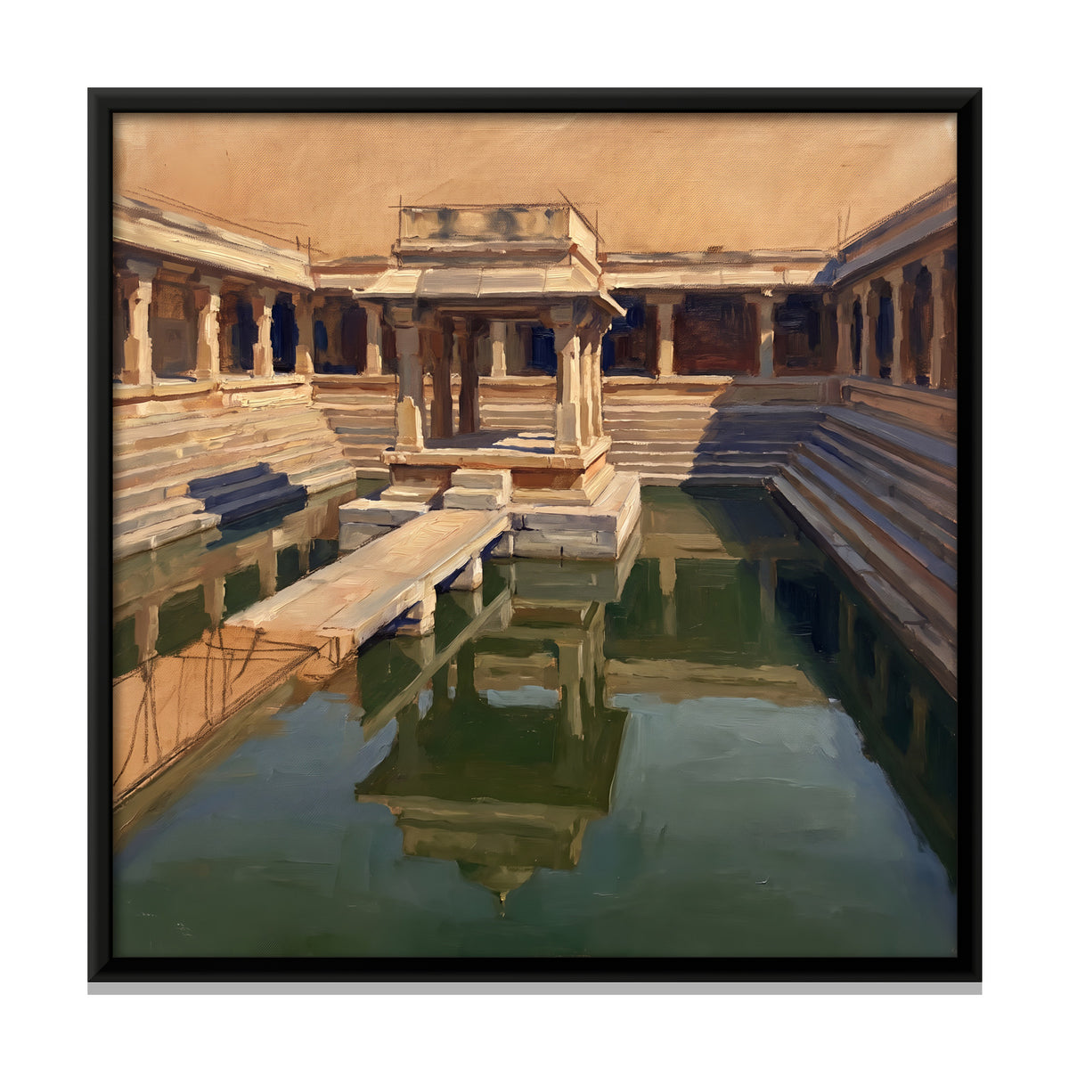 Pavilion in a Temple Tank - framed canvas print, front view