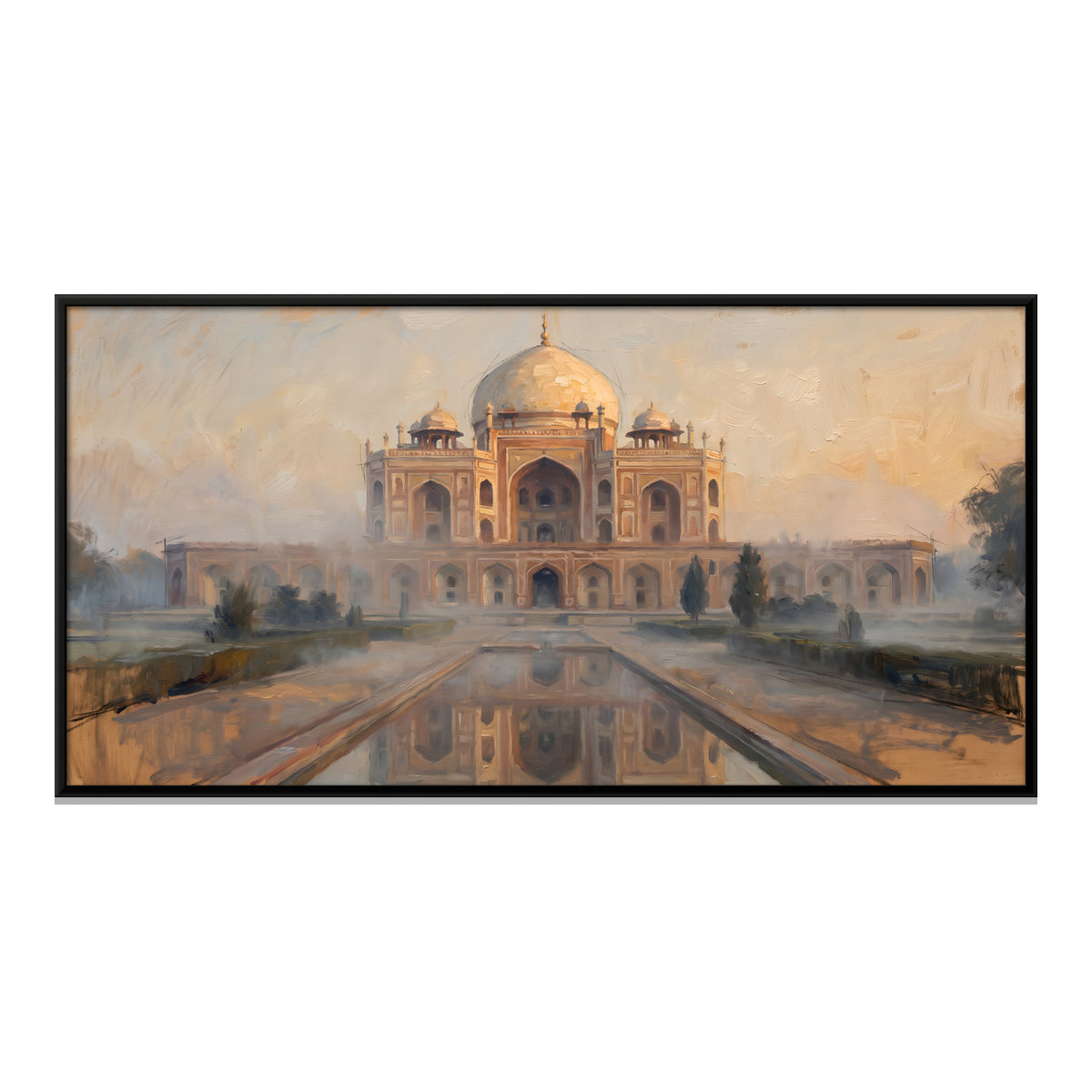 Mughal Tomb and Reflecting Pool - framed canvas print, front view
