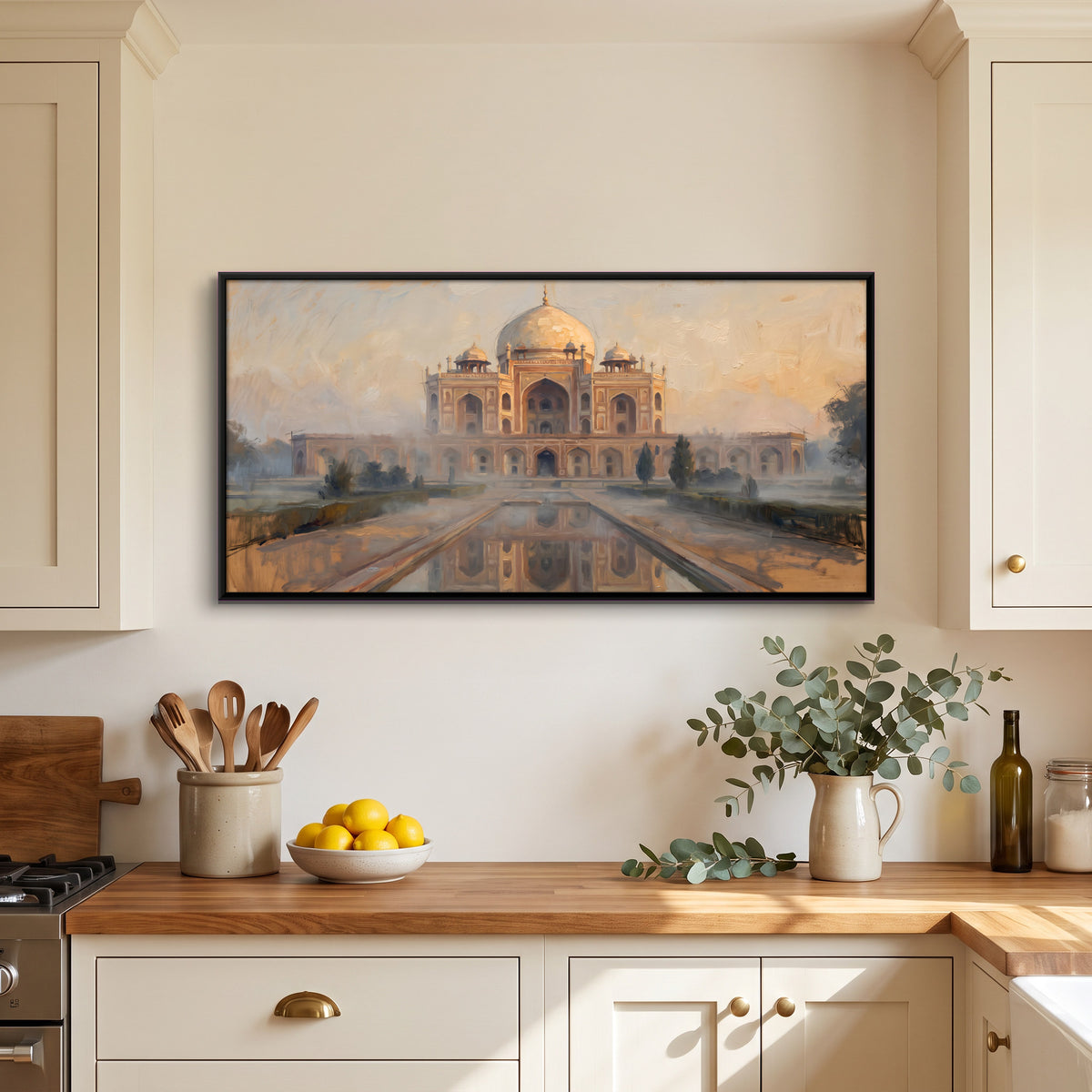 Mughal Tomb and Reflecting Pool - canvas art shown in a second room setting