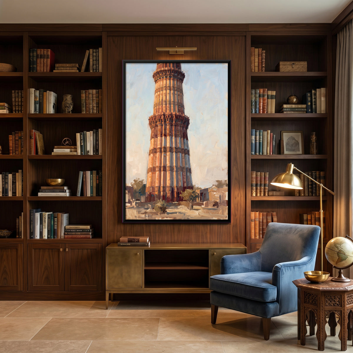 Qutub Minar - canvas art shown in a styled room