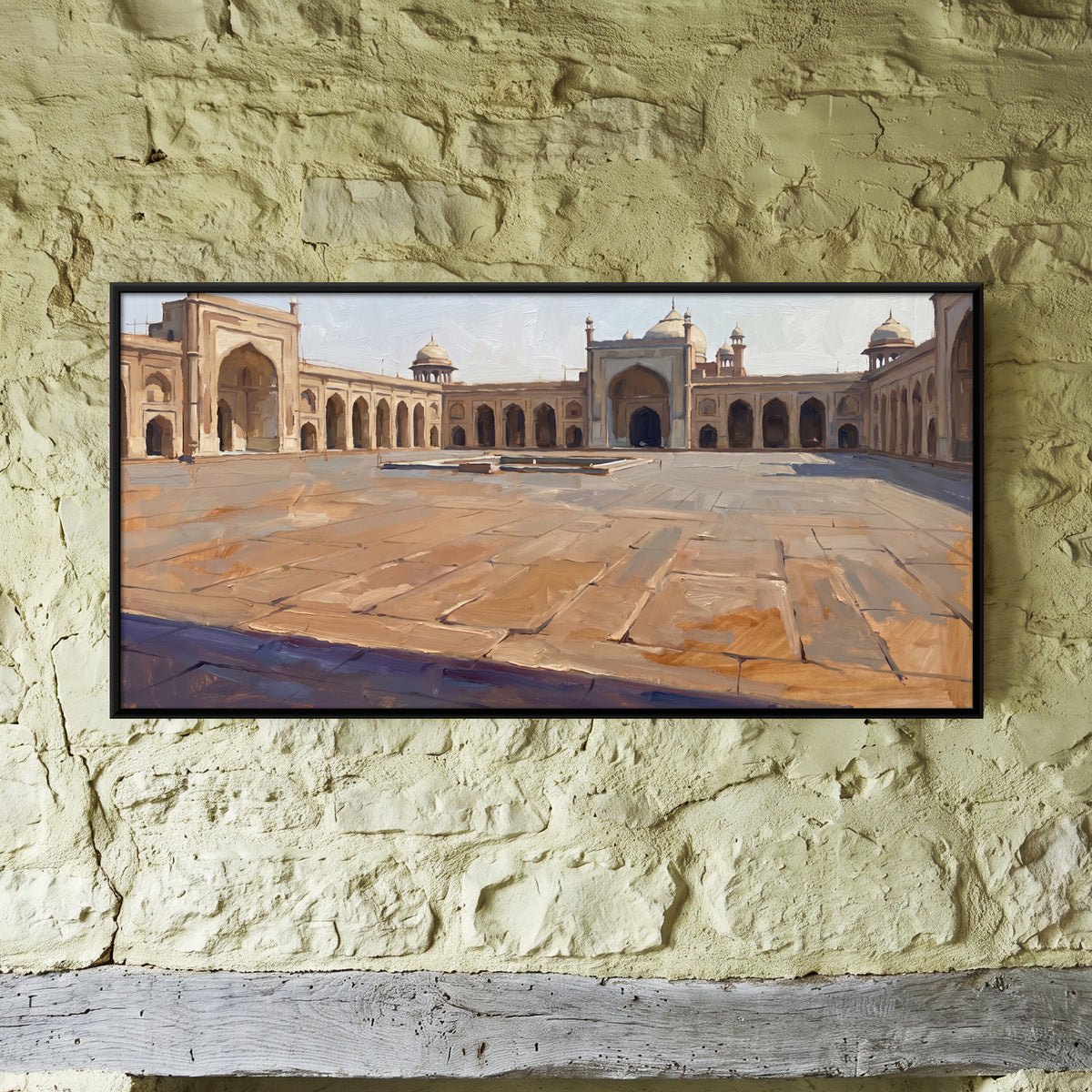 Mosque Courtyard - framed canvas art hung on a wall