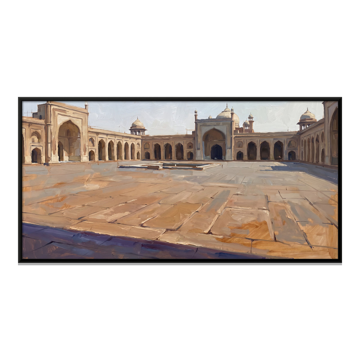 Mosque Courtyard - framed canvas print, front view