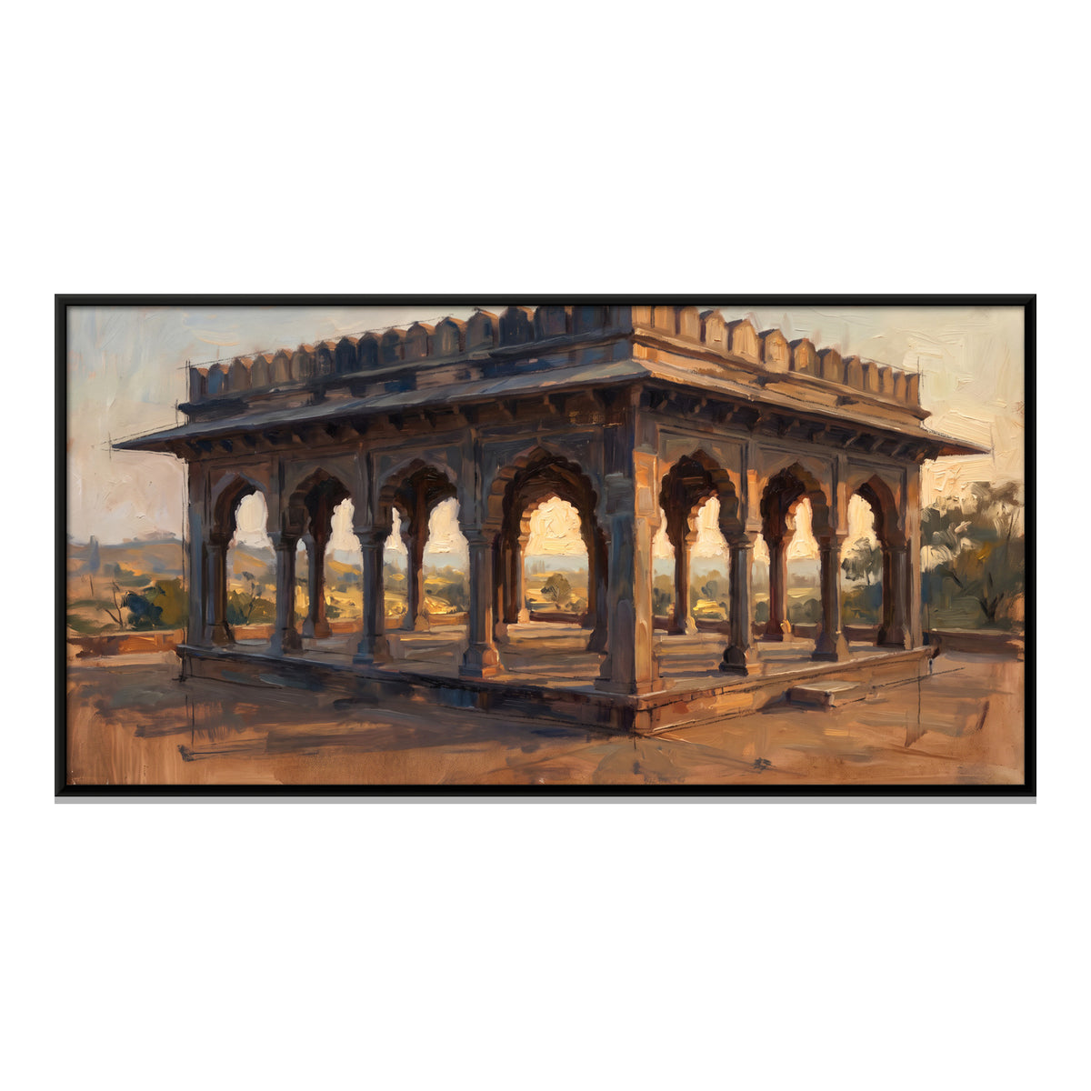 Carved Stone Pavilion - framed canvas print, front view