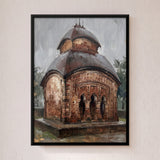 Bengal Terracotta Temple with Curved Roof in Rain