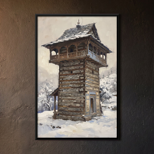 Himalayan Timber Tower in Snow