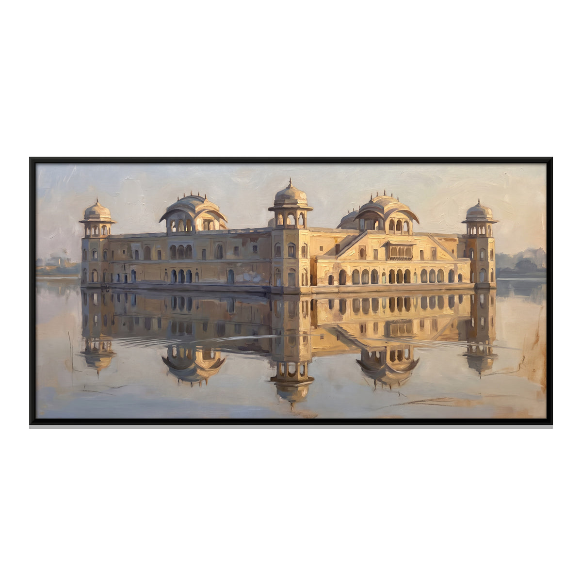 Water Palace on the Lake - framed canvas print, front view