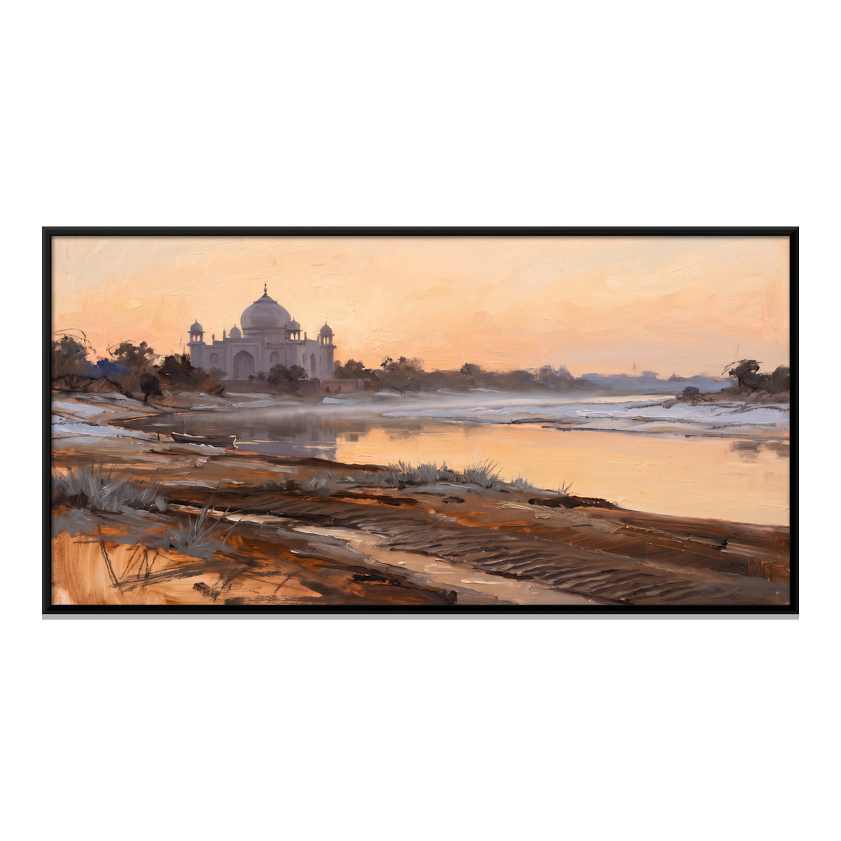 Domed Tomb Across the River - framed canvas print, front view