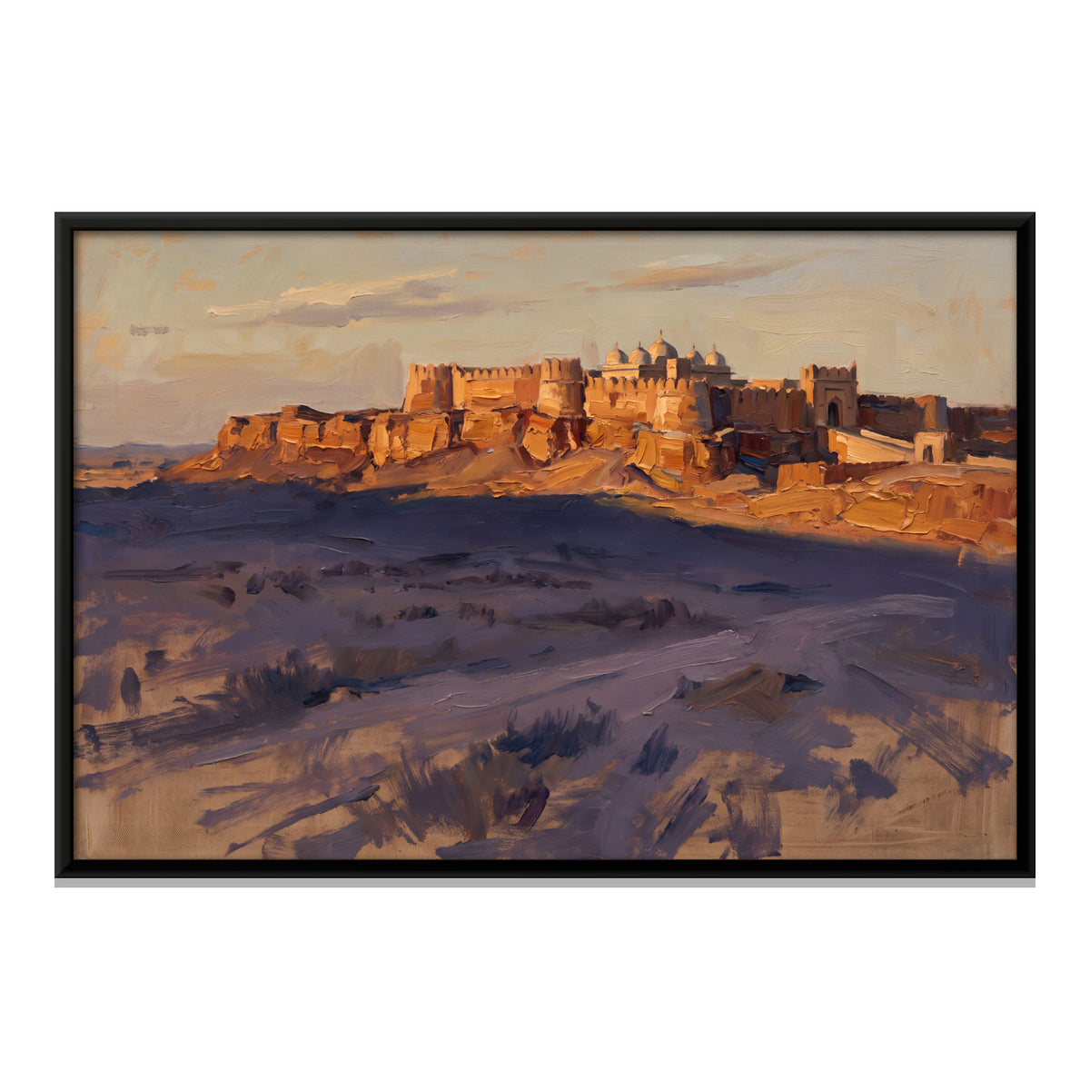 Hilltop Desert Fort - framed canvas print, front view