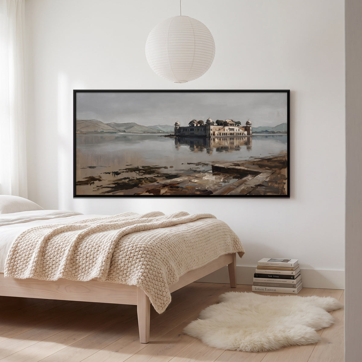 Palace on the Lake - canvas art shown in a styled room