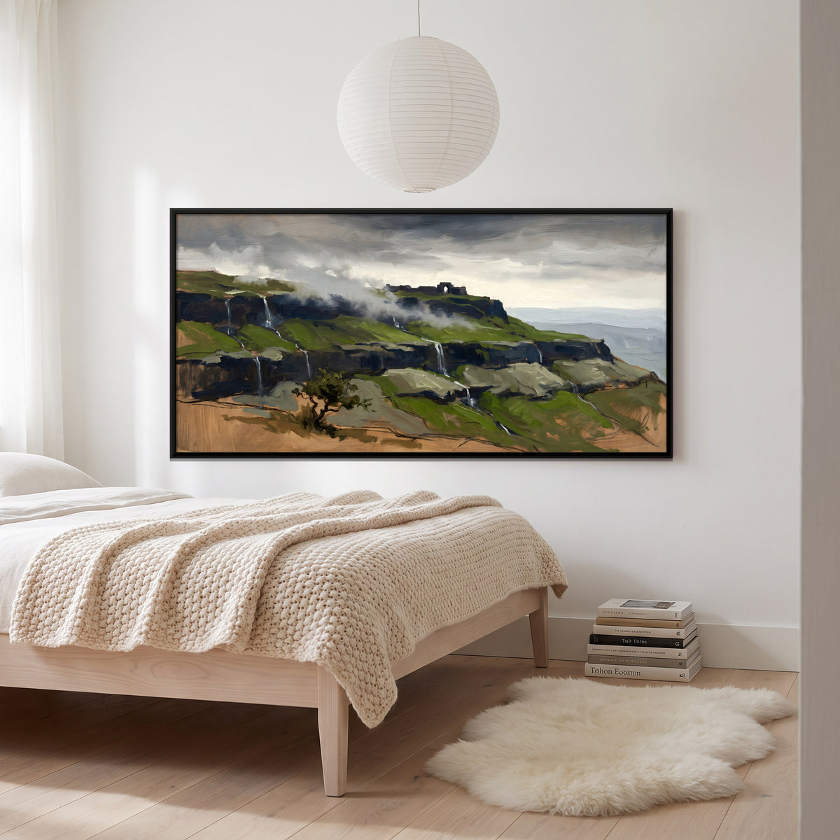 Hill Fort Above Monsoon Waterfalls - canvas art shown in a second room setting