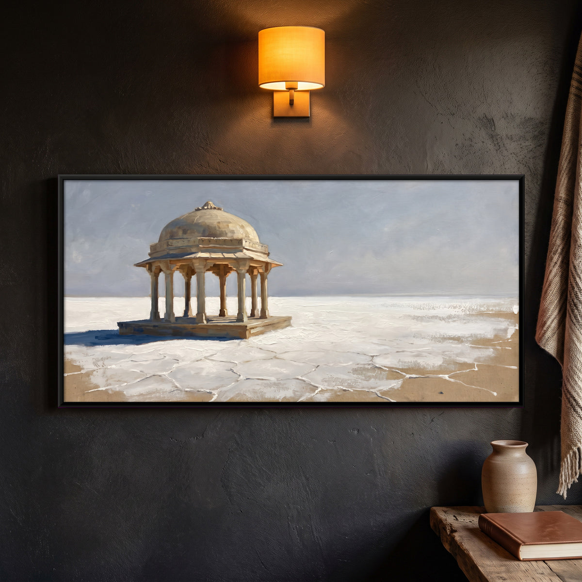 Domed Pavilion on the Salt Flats - framed canvas art hung on a wall