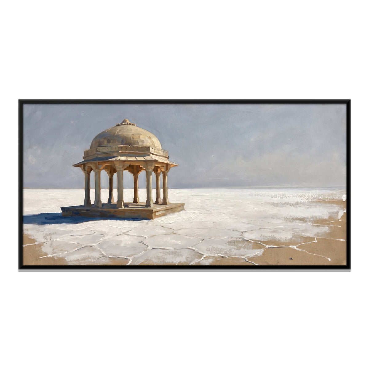 Domed Pavilion on the Salt Flats - framed canvas print, front view