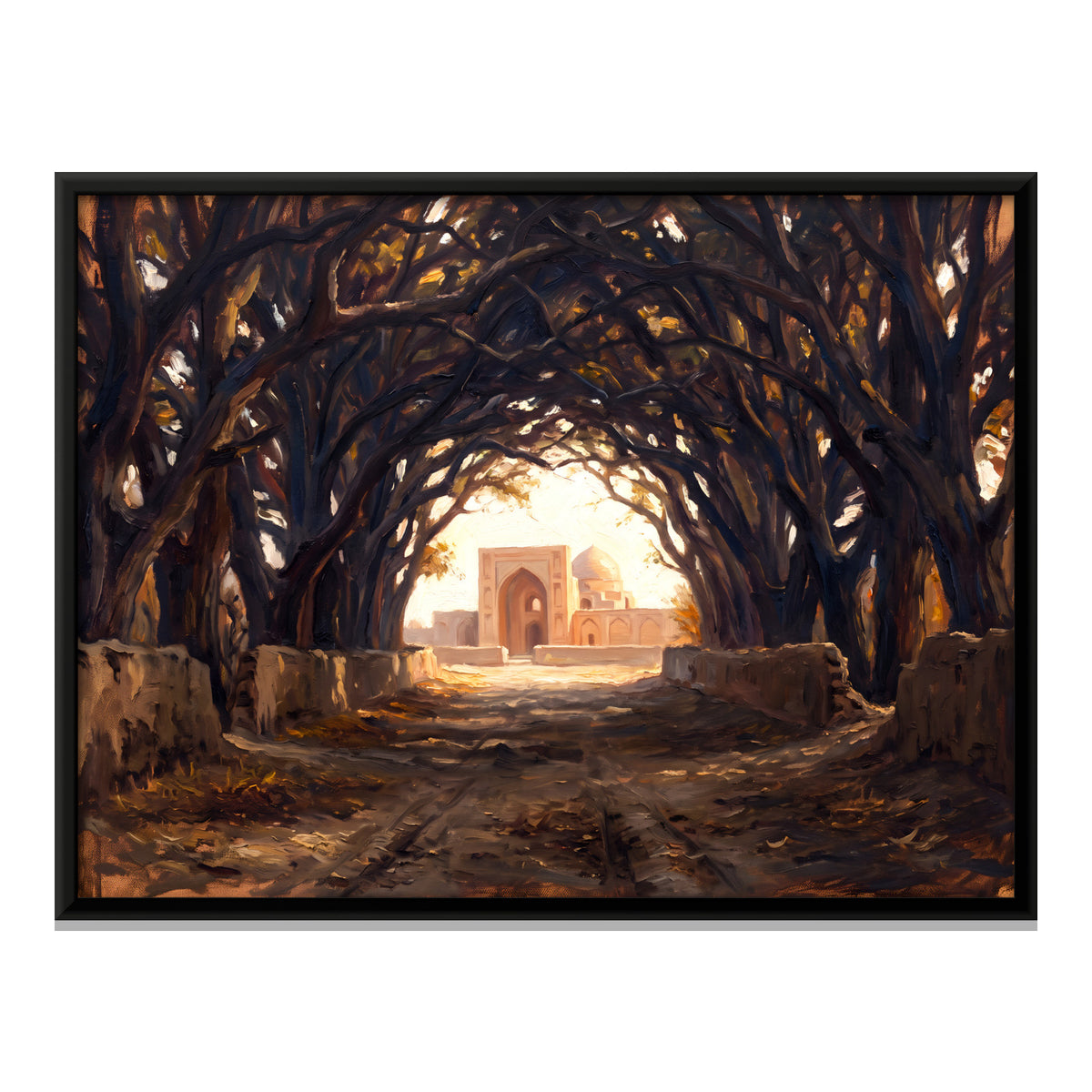 Avenue of Arching Trees - framed canvas print, front view