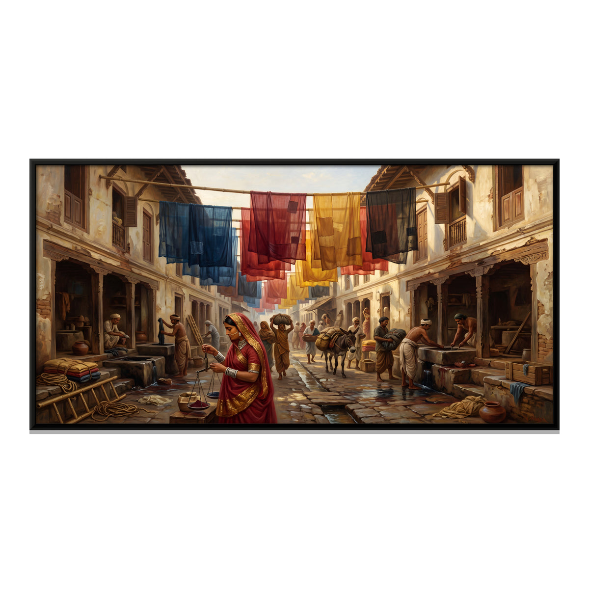 Dyers' Bazaar Lane - framed canvas print, front view