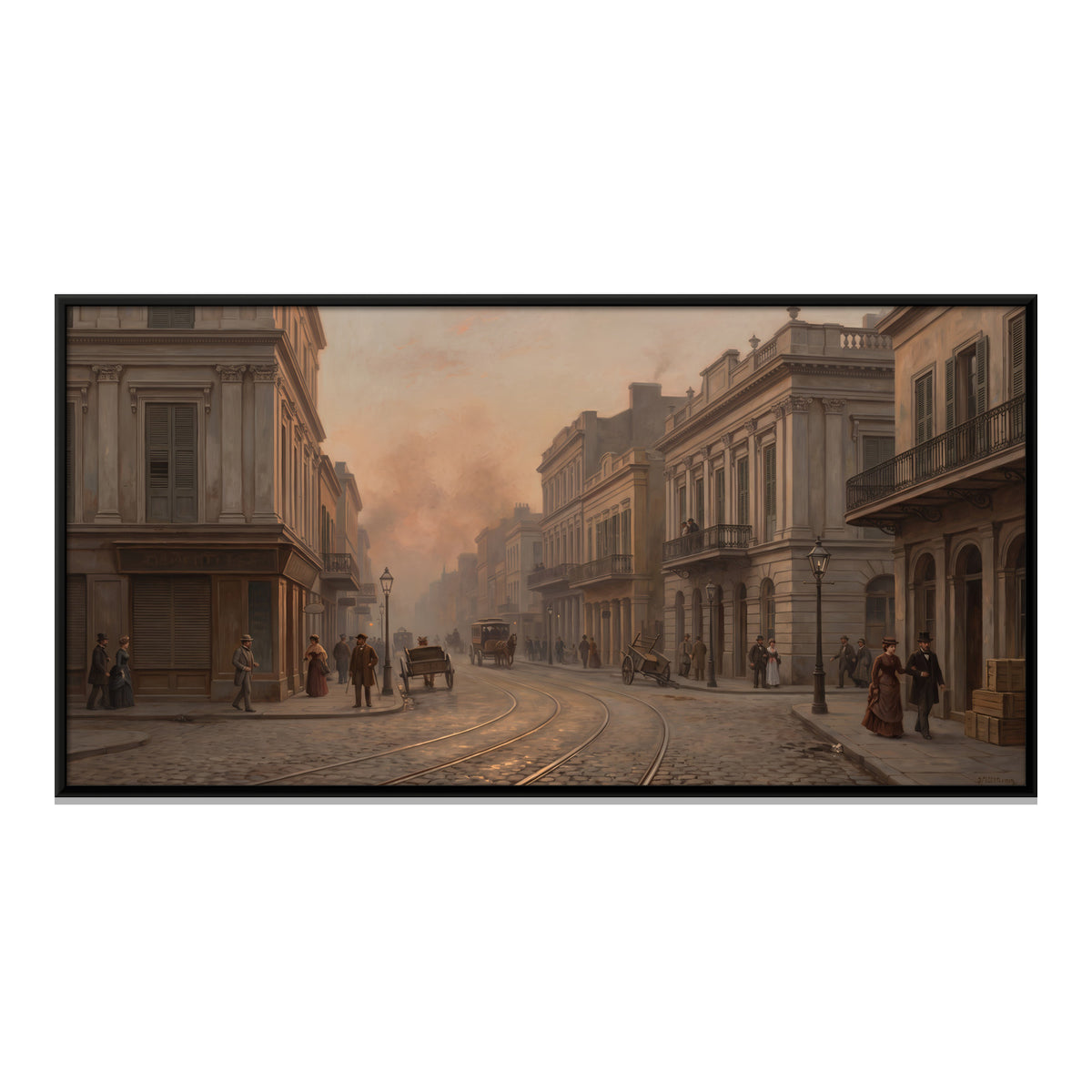 Colonial Boulevard with Tram Rails - framed canvas print, front view