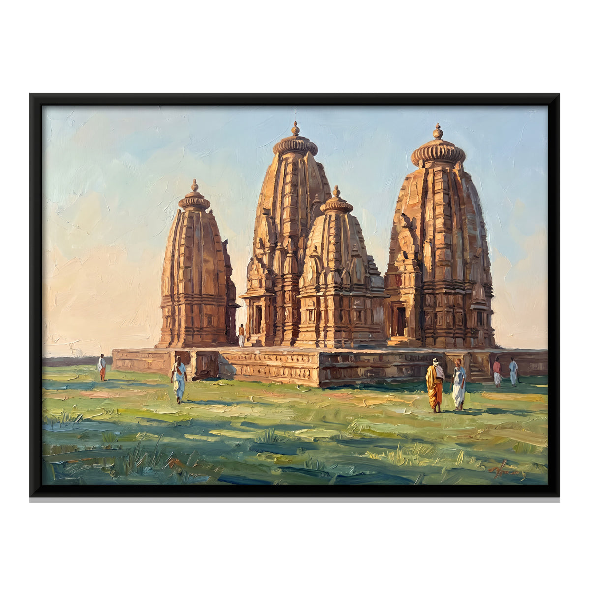Sandstone Temples with Tiered Spires - framed canvas print, front view