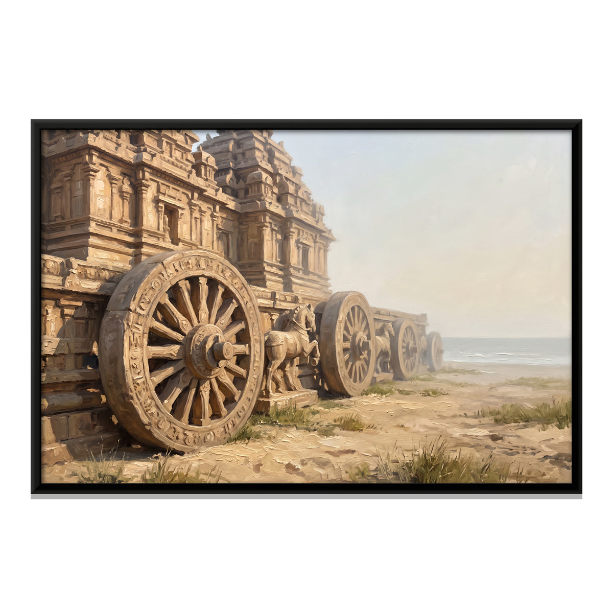 Konark Sun Temple by the Sea - framed canvas print, front view