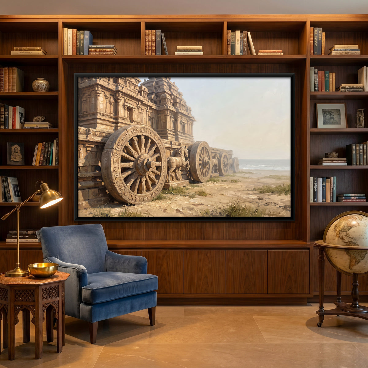 Konark Sun Temple by the Sea - canvas art shown in a styled room
