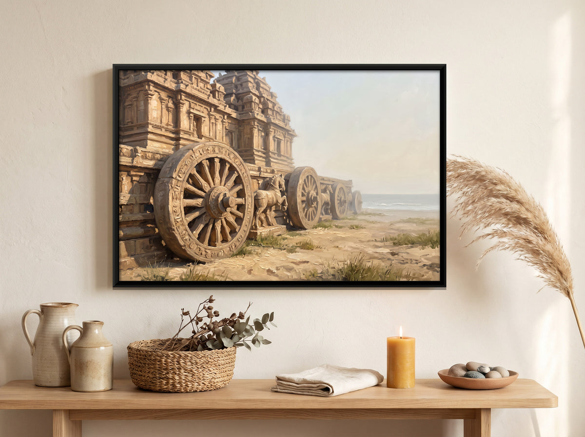 Konark Sun Temple by the Sea - canvas art shown in a second room setting