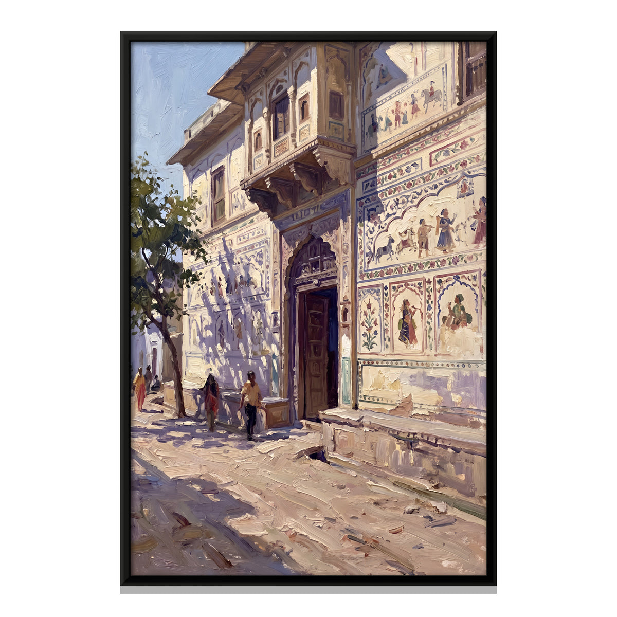 Carved Haveli Doorway - framed canvas print, front view
