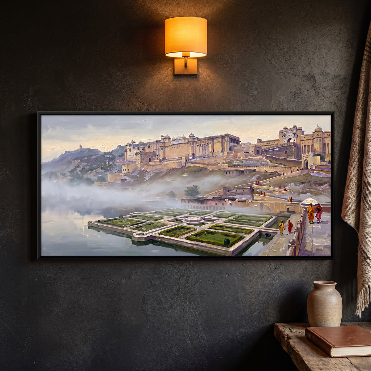 Hill Palace and Lake Garden - framed canvas art hung on a wall