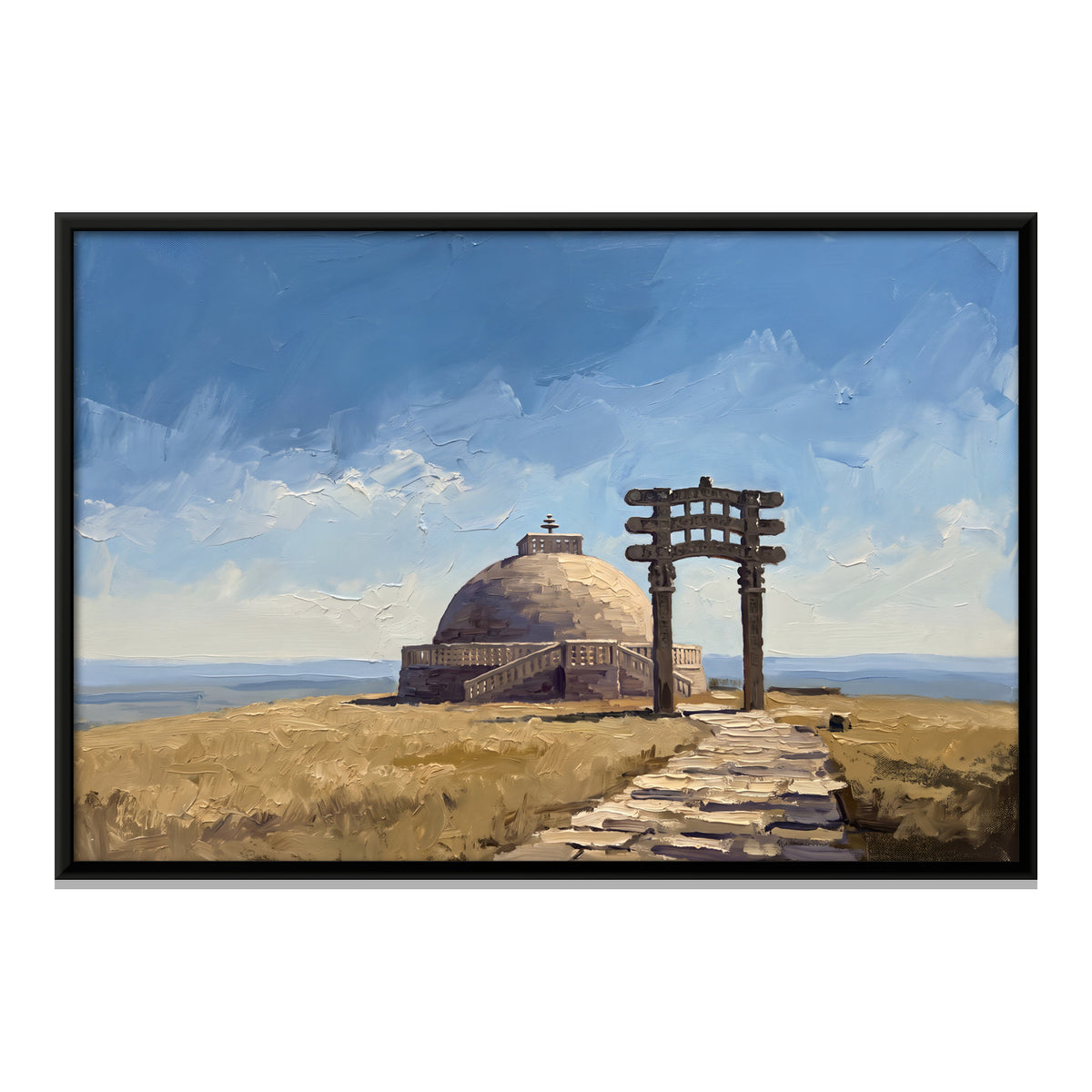 Sanchi Stupa and Torana Gateway - framed canvas print, front view