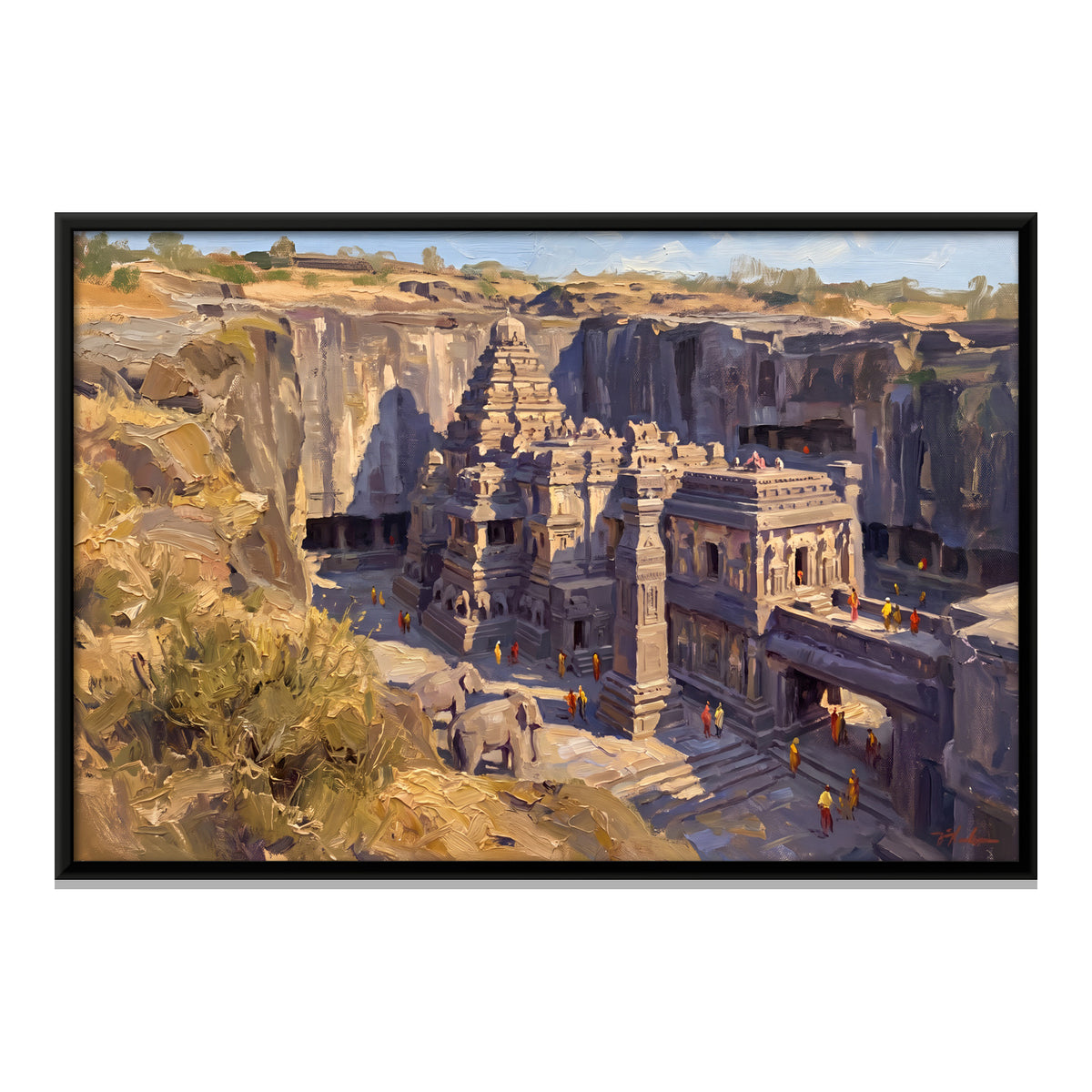 Rock-Cut Cave Temple - framed canvas print, front view
