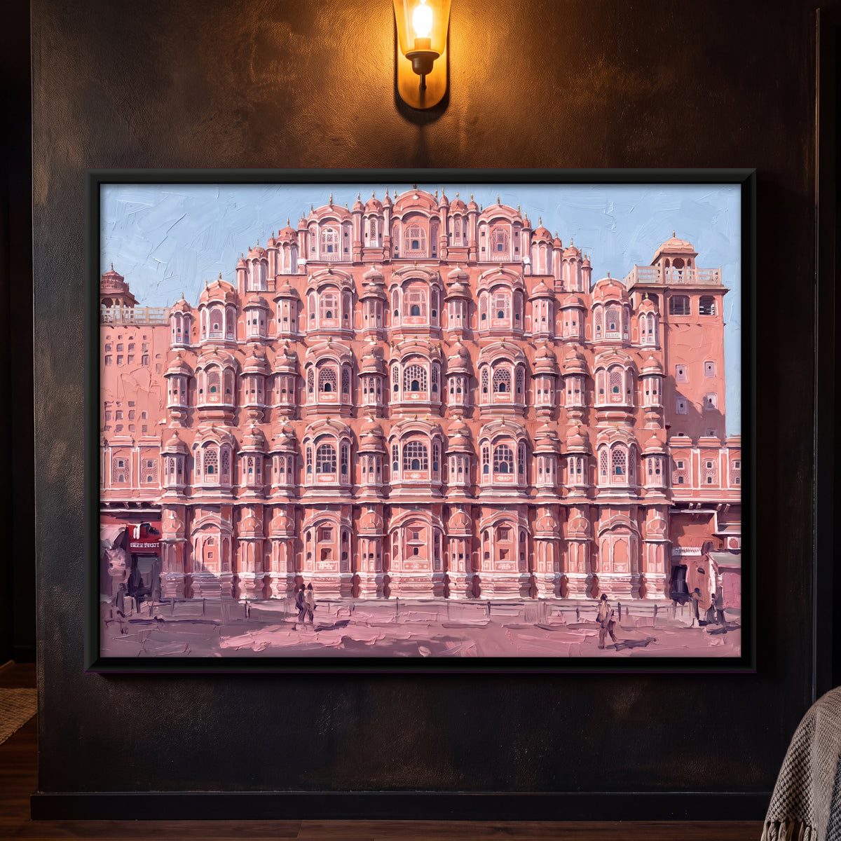 Hawa Mahal Facade - framed canvas art hung on a wall