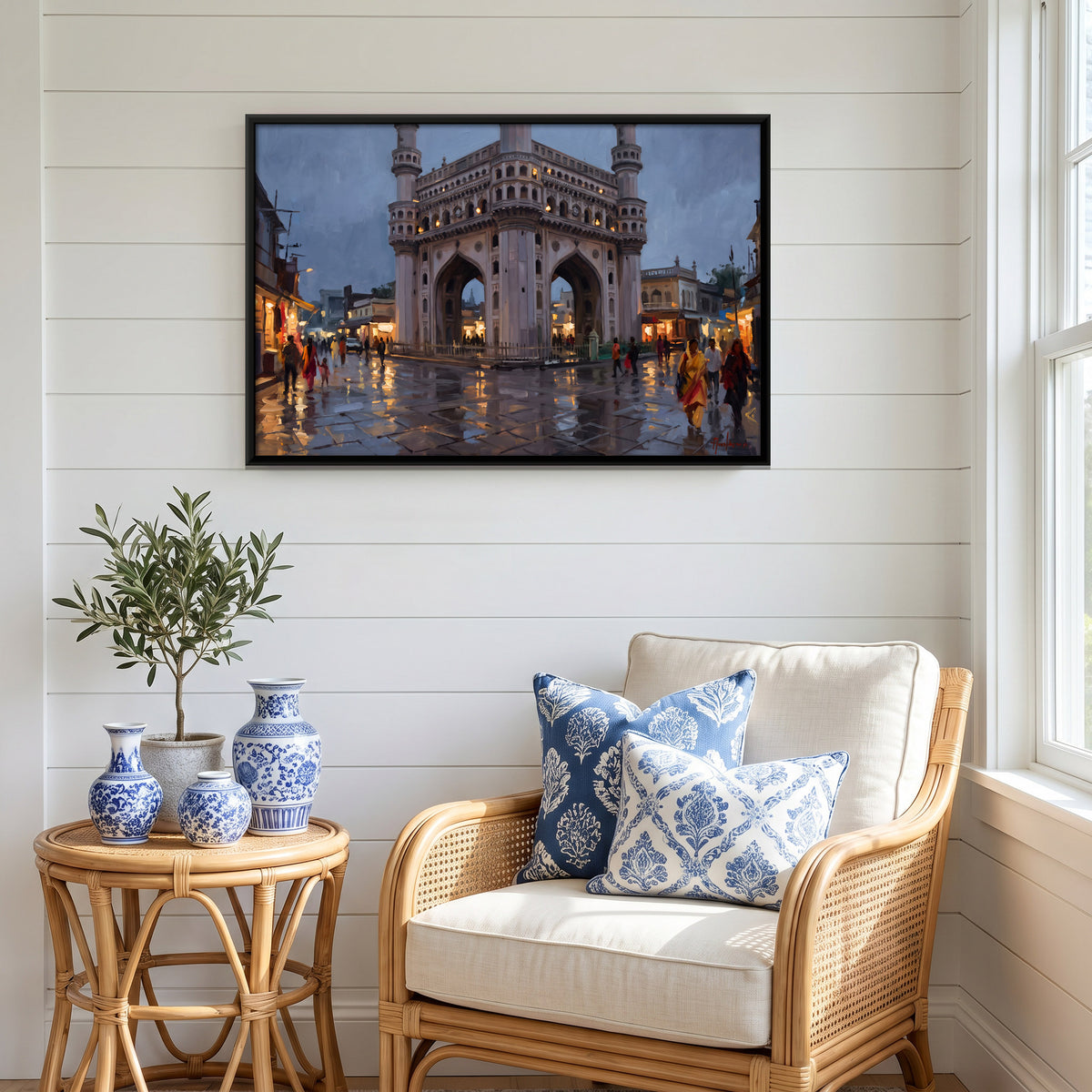 Charminar at Dusk - canvas art shown in a styled room