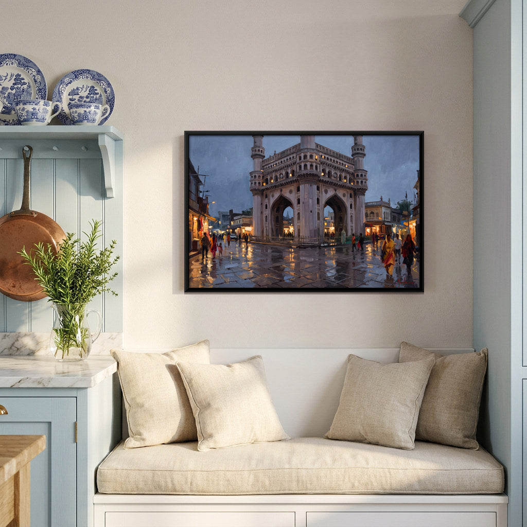 Charminar at Dusk - canvas art shown in a second room setting