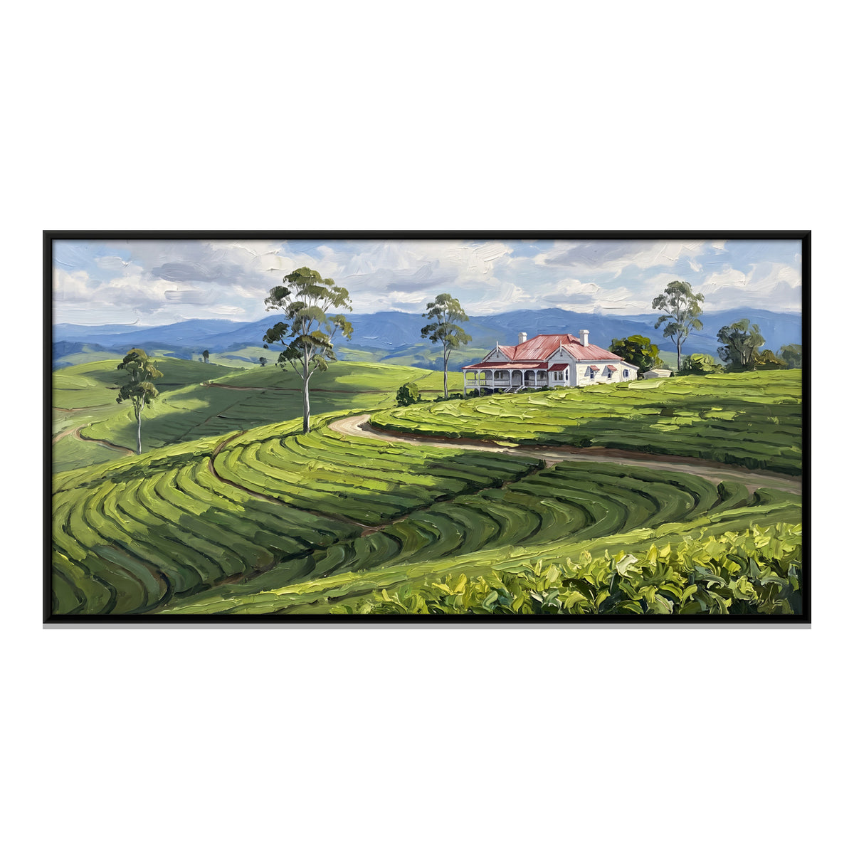 Tea Plantation Hills - framed canvas print, front view