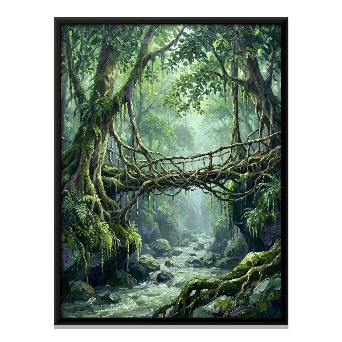 Living Root Bridge - framed canvas print, front view