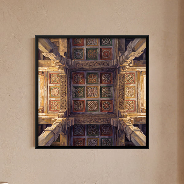 Intricately Carved Stone Temple Ceiling