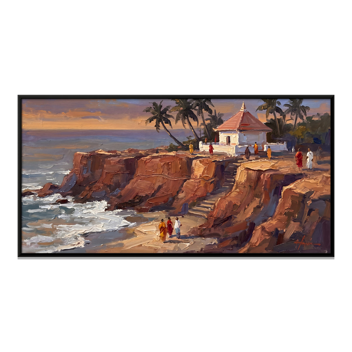 Shrine on the Sea Cliffs - framed canvas print, front view