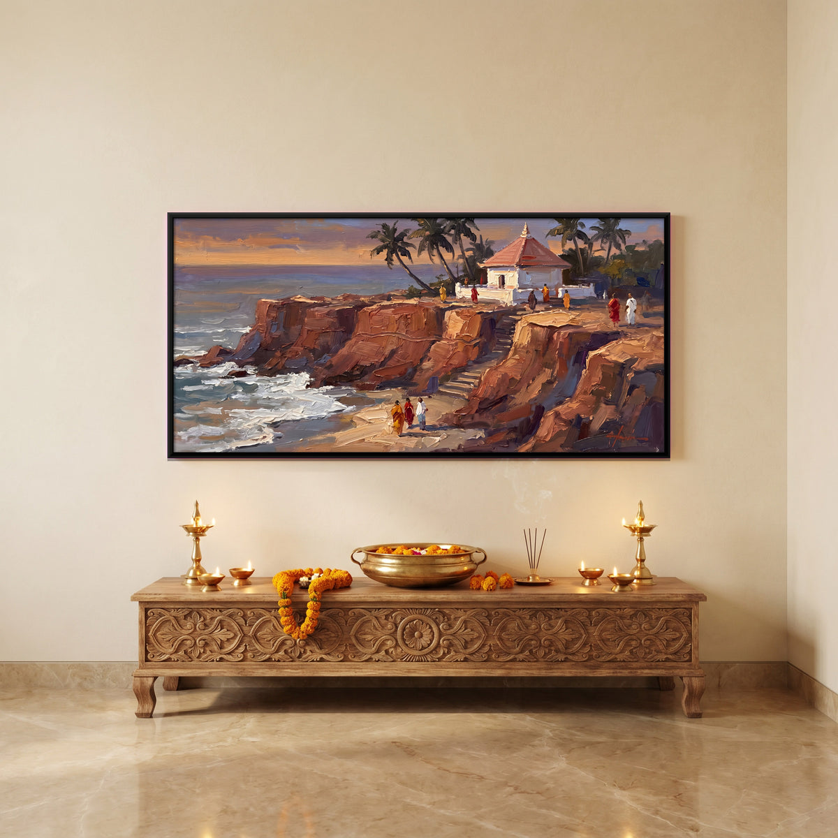 Shrine on the Sea Cliffs - canvas art shown in a second room setting