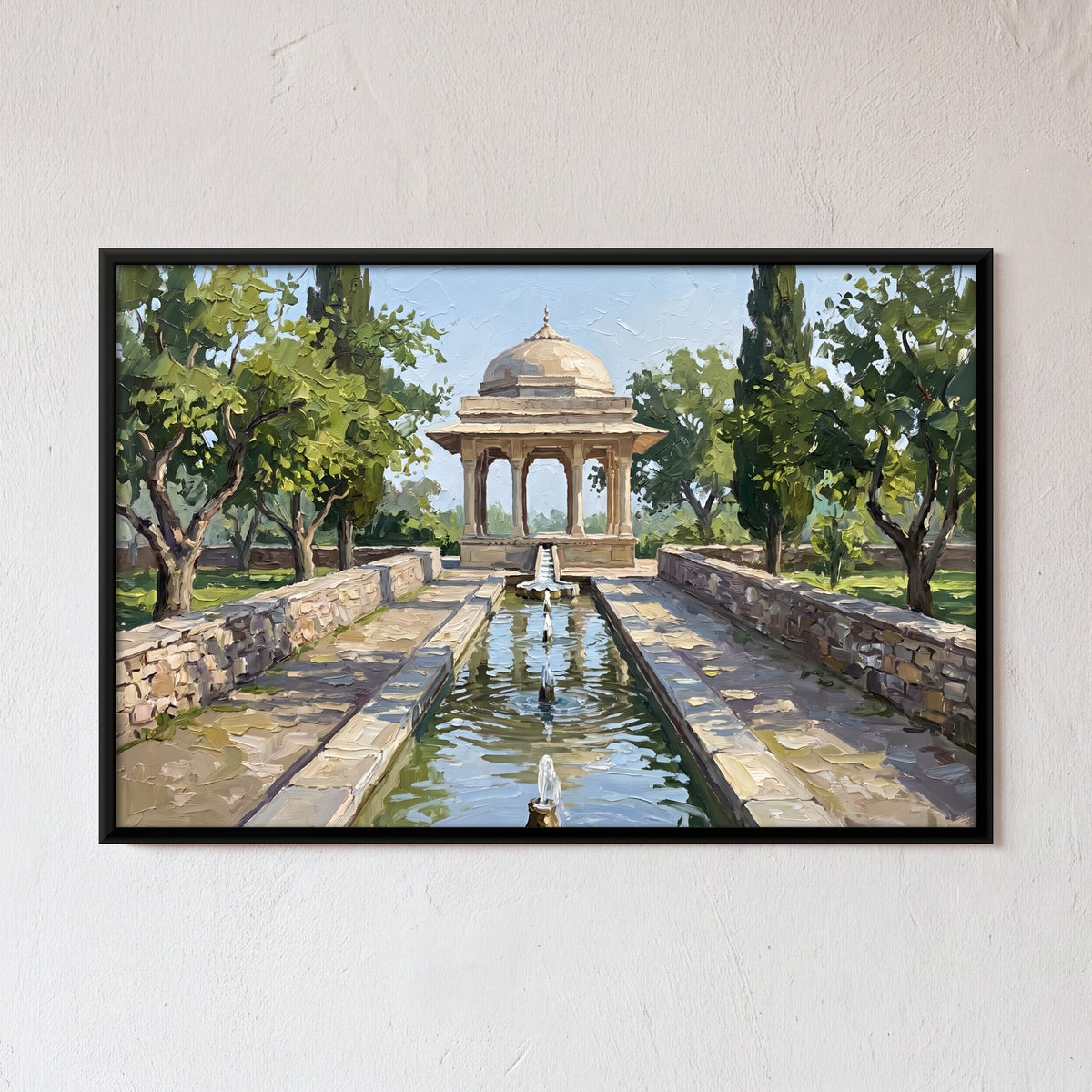 Domed Garden Pavilion - framed canvas art hung on a wall